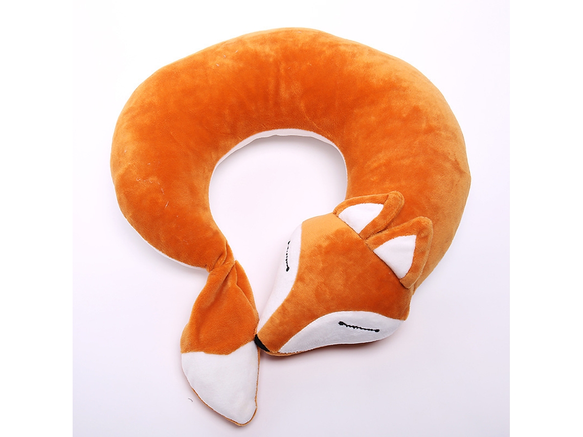 Almofada De Viagem Em Formato U Com Estampa Raposa, Ideal Para Viagens Aéreas. Feita Pelúcia Macia. Aquaforge