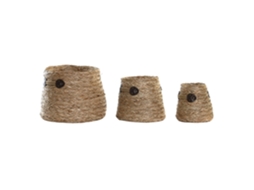 Conjunto de 3 Cestos de Erva marinha Natural 30x30x28cm ALEXANDRA HOUSE LIVING