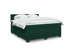 Vidaxl Cama Com Molas/colchão 200x200 Cm Veludo Verde-escuro