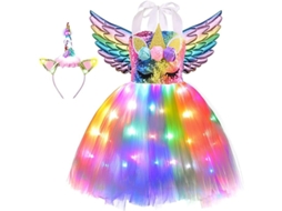 Vestido de Festa Fasst com Led, Tutu, Diadema e Asas