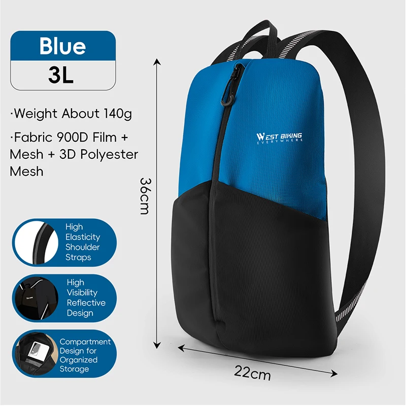 Mochila MDUG para atividades ao ar livre, 3L, azul