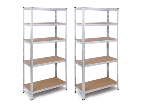 Prateleira de Metal Galvanizado, Pacote com 2, 180x90x40 Cm, Armazenamento The Homeweeks