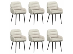 Conjunto 6 Cadeira De Jantar Vidaxl Creme Veludo (59 X 59,5 X 90 Cm)