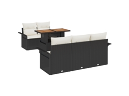 Conjunto 6 Conjunto De Sofá De Jardim Vidaxl Preto Vime Pe (100 X 55 X 73 Cm)