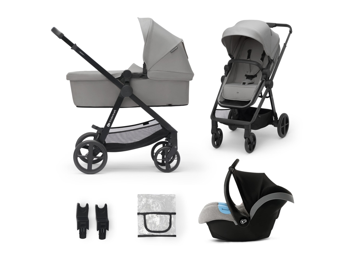 Carrinho De Bebé Kinderkraft Newly Moonlight Grey (multifuncional - 3 Em 1)