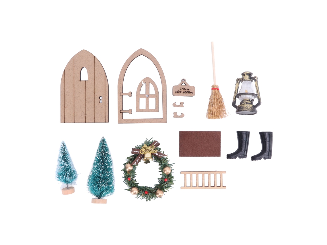Mali kit de Porta de Fada Natal Madeira Segura 1:12 1:6 Diy Casinha Boneca Mini Porta de Natal
