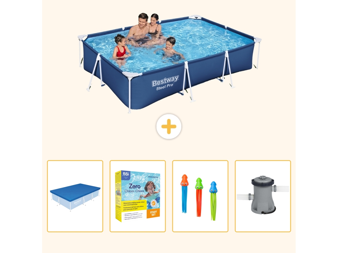 Bestway Piscina Bestway Steel Pro Retangular - 300x201x66 Cm - 5-peças S57