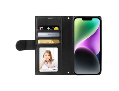 Capa Pega Para Iphone 14 Hanman Pele Sintética Preto