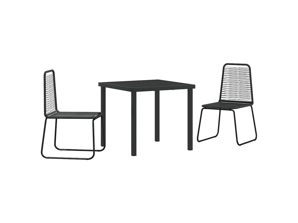 Conjunto de Jantar para Jardim 3 Pcs - Móveis de Jardim para Refeição Preto Aço Revestido a Pó HARLANV1