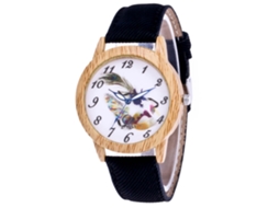 Relógio de Pulso Feminino de Quartzo com Pulseira de Jean Estilo Simples Mostrador Redondo Preto