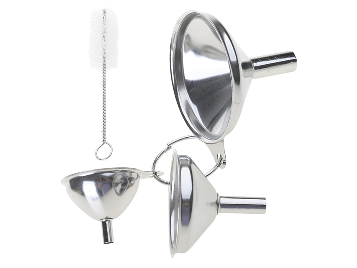 Conjunto De 3 Funis Cozinha Em Aço Inoxidável Com Escova Qualidade Alimentar, Funil Pequeno De Metal, Ferramenta Para