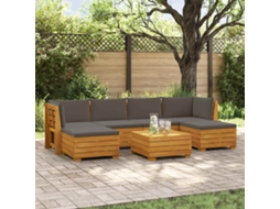 Vidaxl 7 Unid. Conjunto De Sofás Para Exterior Castanho