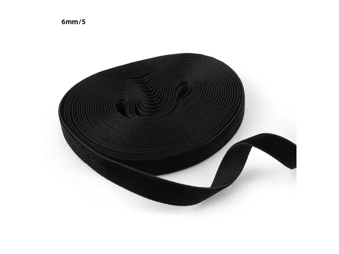 Fita de Veludo Natalina Preta de 6 Mm, 4,5 Metros Fita Vintage Ideal para Embalagens de Natal e Casamento. MDUG (5 Jardas)