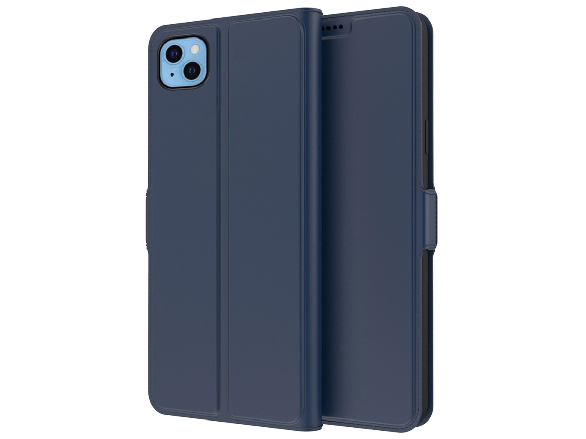 Capa Inch Para Iphone 13 Pele Sintética Anti-choque Magnética Com Porta-cartões Azul