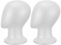 Conjunto de 2 manequins de espuma branca para perucas, com leve suporte para joias.