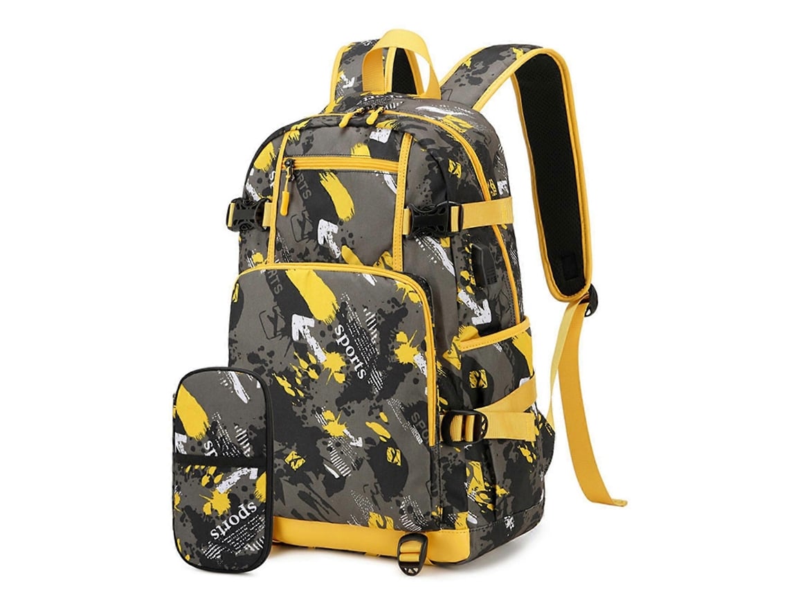 Mochila Escolar Prática Com Estojo Para Lápis, Mochila Grande Para Estudante, Mochila Para Laptop Com Vários Bolsos, Preta, Tamanho P.