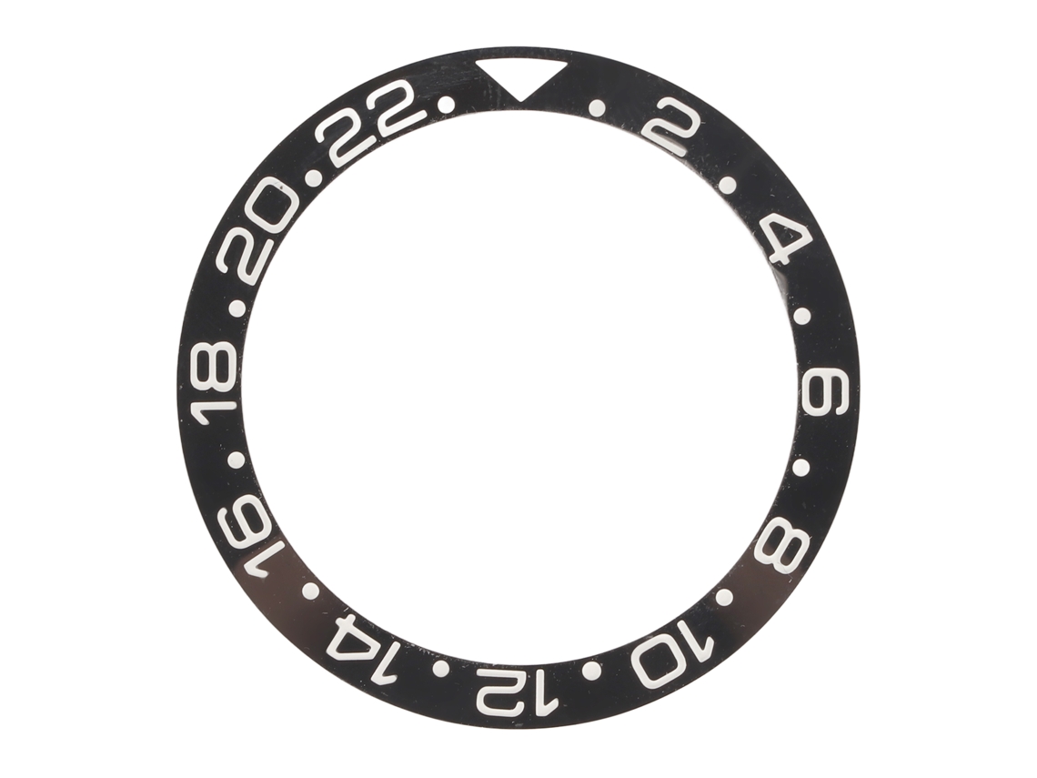 Insert de Bisel de Relógio Cerâmico Base Preta Dígito Branco 40mm Peça de Reposição