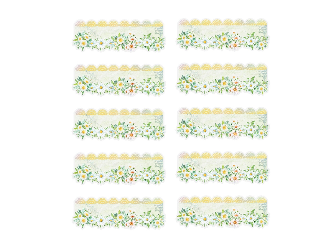 10 folhas de adesivos pet renda romântica, flores, scrapbooking, decoração | S/MARCA