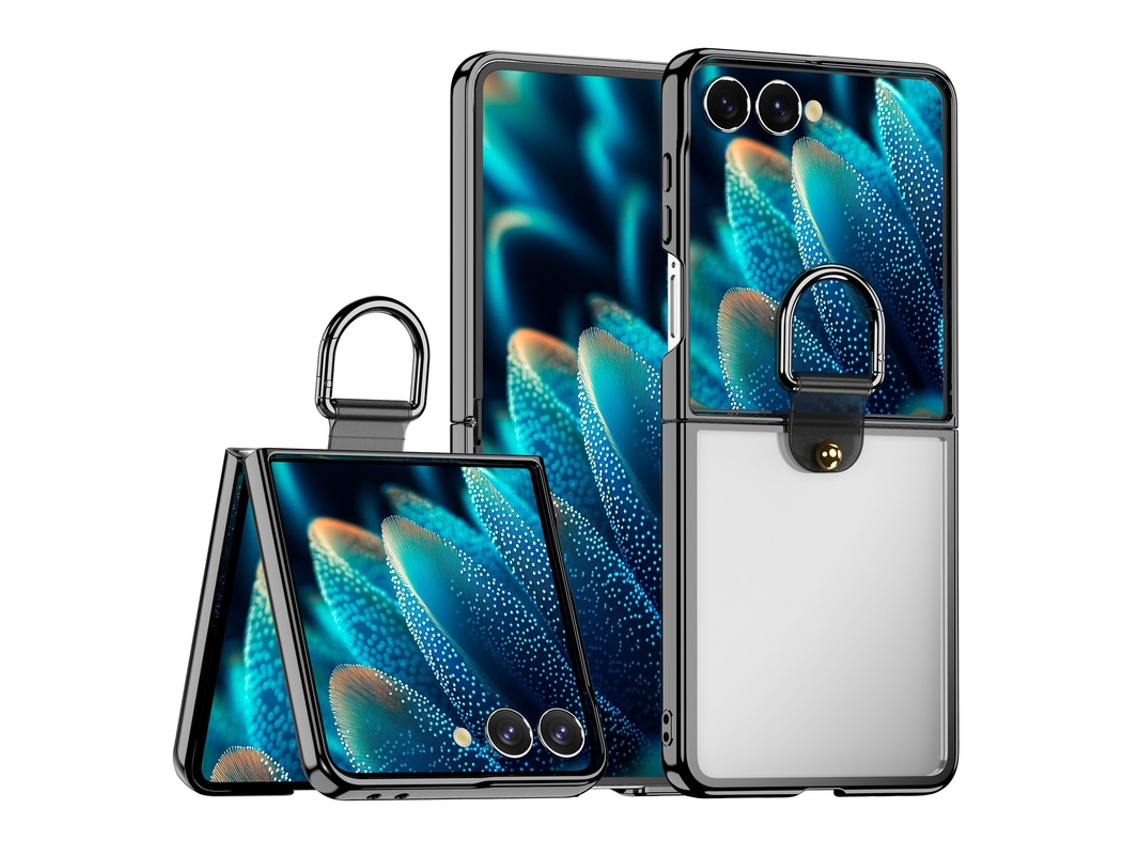 Capa Para Samsung Galaxy Z Flip 7 Anel Transparente Preto Czhhmart