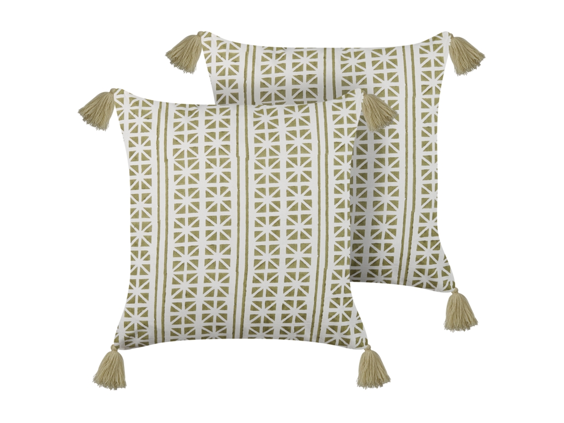 Conjunto de 2 almofadas BELIANI Syringa de Algodão Verde 45x45x10