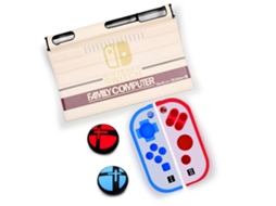 Capa protetora para Nintendo Switch 5 em 1, capa de couro com borda de silicone, capa protetora com tema de rocker BRILVIBERA