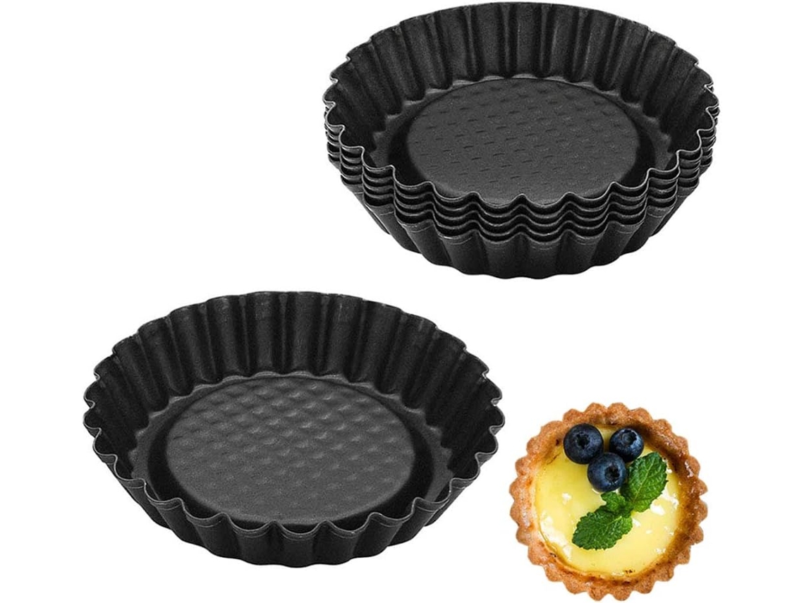 Formas Para Tartes De Aço Carbono 6 Peças, Forma Reutilizável Antiaderente Para Doces, Ovos, Bolos, Sobremesas, Gelado
