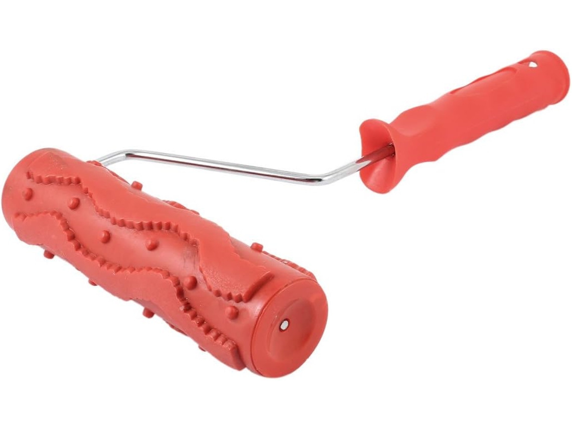 Escova de Rolo Decorativa Parede com Cabo Plástico Vermelho e Borracha Macia, 175 Mm X 50 CHABERLU