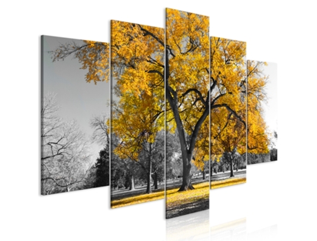 Quadro ARTGEIST Autumn in the Park (5 Parts) Wide Gold (200x100)