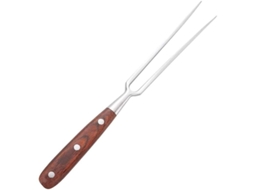Garfo de Carne de aço inox com cabo de madeira, 15cm, para grelha e cozinha S/MARCA