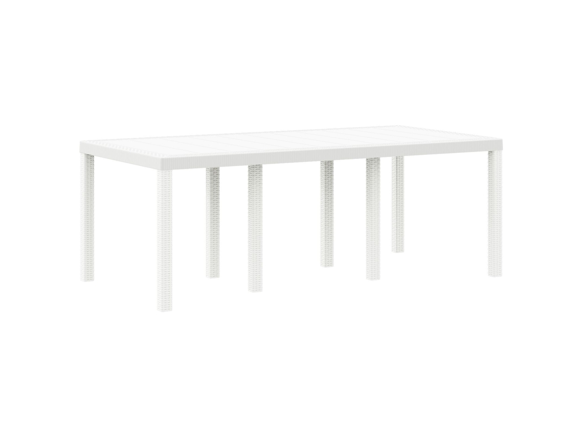 Conjunto 1 Mesa De Jardim Vidaxl Branco Vime Pe (200 X 100 X 73 Cm)