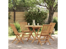 Vidaxl 5 Pcs Conjunto De Jantar P/ Jardim Madeira De Teca Maciça