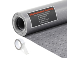 Rolo De Piso Para Garagem Vevor 2,28 X 6,1 M Antiderrapante Pvc Cor Cinza Prateado