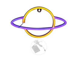 2026 luz de Neón Led em Forma de Planeta, Lâmpada Decorativa Noturna para Quarto, Bar, Casamento, Alimentada por Usb e Bateria (amarelo azul)
