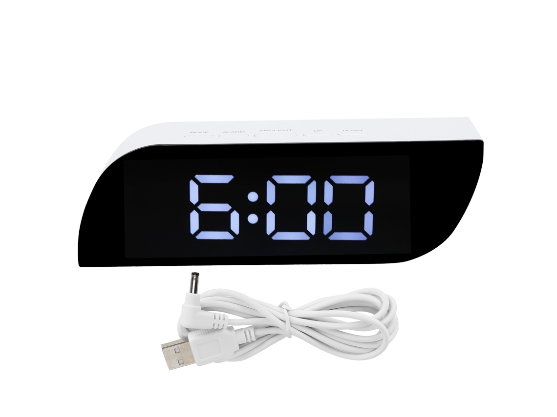 Reloj Digital Led Con Alarma Y Luz Nocturna, Reloj De Mesa Y De Noche Ajustable Brillo Ghy-0801blanco