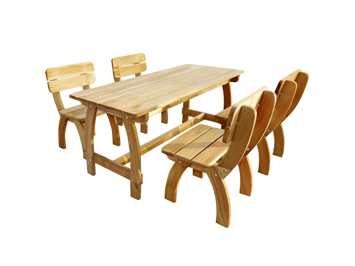 Vidaxl Conjunto De Jantar P/ Ext. 5 Pcs Madeira De Pinho Impregnada
