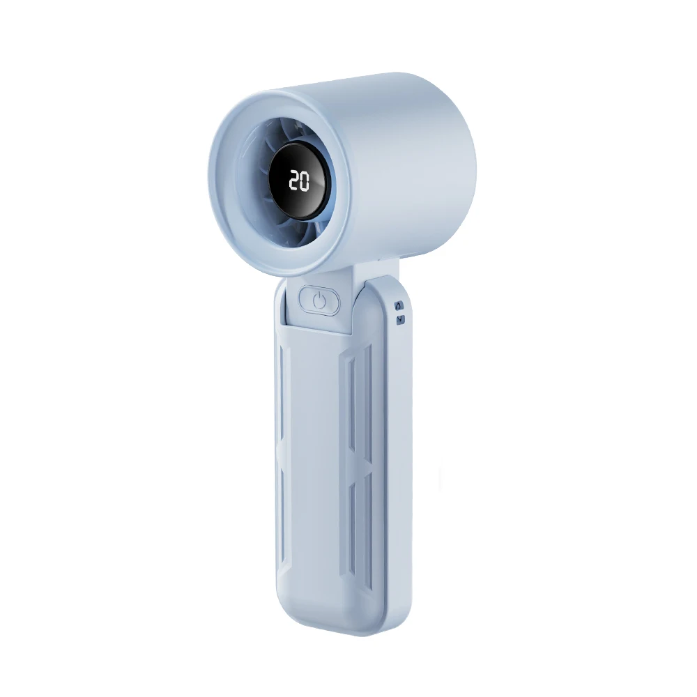 (azul) Ventilador 2 Em 1 Para Pescoço/mesa, 5 Velocidades De Vento, Bateria Recarregável De 3000mah, Visor Led, Funcionamento Silencioso E Potente.
