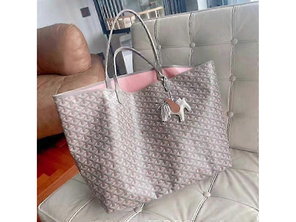 Bolsa Tote Com Bolsa Removível Clássica, Tecido Resistente E Couro Cognac Para Presente--dust