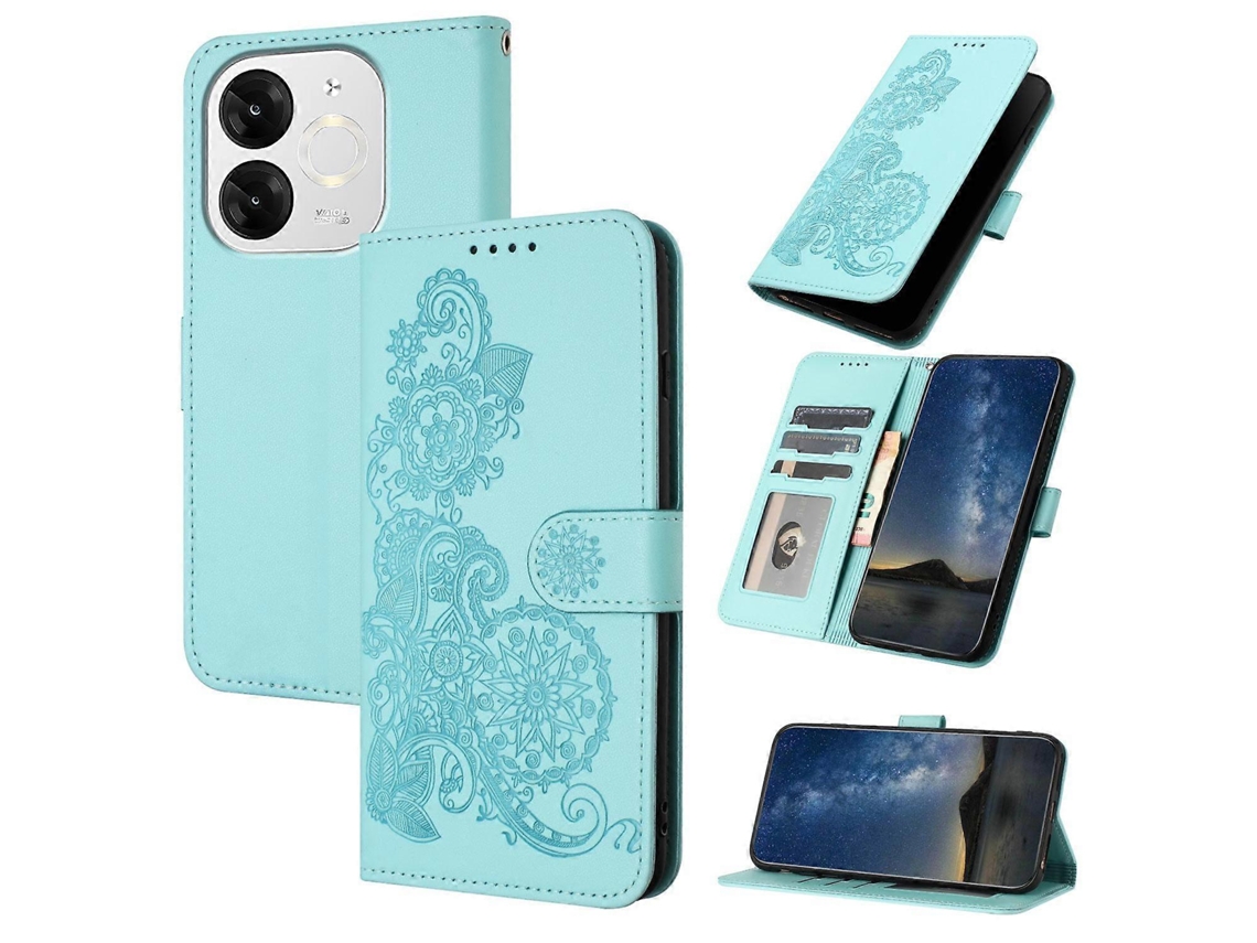 Capa De Celular De Couro Com Estampa De Flor De Datura
