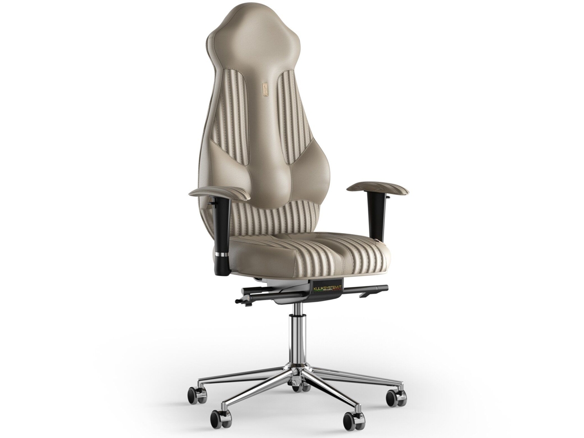 Cadeira de Escritório Ergonómica KULIK Costura Imperial Couro (Bege -130x50x50cm)