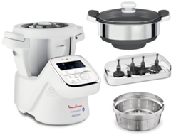 Robô de Cozinha MOULINEX i-Companion + Panela de Vapor HF9001PT (4.5 L - 1550 W - 6 acessórios)