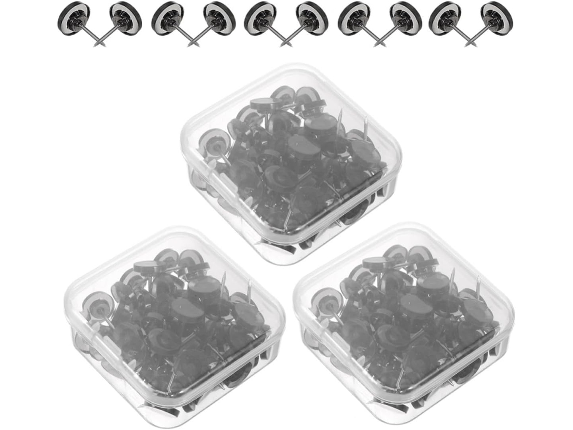 Tachinhas com Ganchos, Tachinhas de Parede para Pendurar, Tachinhas de Mesa, 3 Caixas, 150 Unidades, Plástico e Metal