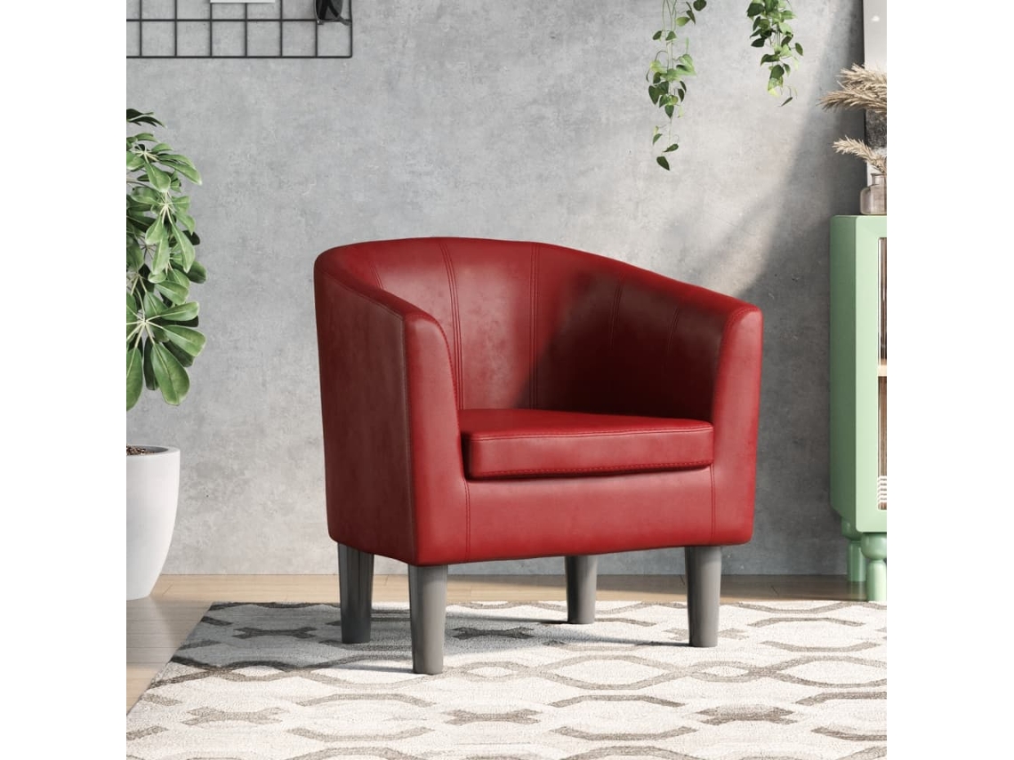 A Poltrona Couro Artificial Vermelho Tinto Wsd875974 Adorável Casa
