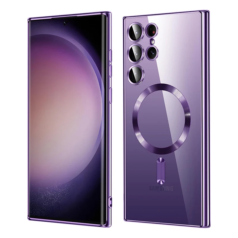 Capa Magnética Macia Eletroplaqueada Para Celular (samsung S26 Plus Roxo), Capa Traseira À Prova De Choque.