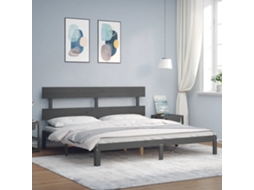 Vidaxl Estrutura De Cama Com Cabeceira 200x200 Cm Madeira Maciça Cinza