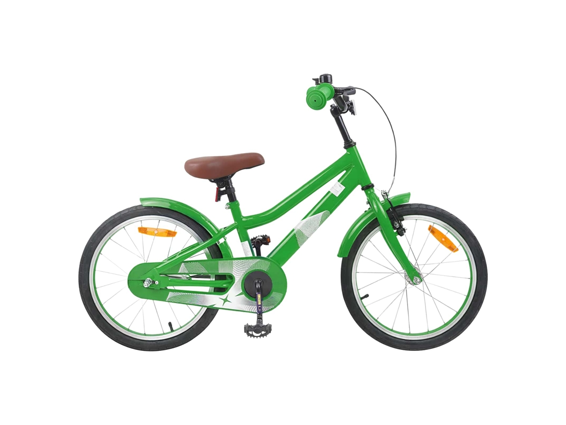 Vidaxl Bicicleta Infantil 18 Polegadas Para 5-7 Anos Verde