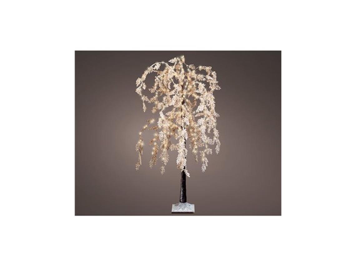 Árvore Microled Salgueiro Com Flores Brancas 360 Leds Ø70x180cm Branco Quente Lumineo