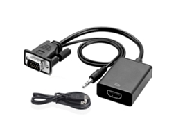 Adaptador Vga Macho Para Hdmi Feminino Com Cabo De Áudio De 3 5 Mm E Cabo De Alimentação Conversor 1080p*