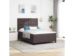 Vidaxl Cama Box Com Fitas Led Castanho Escuro 140 X 200 Cm Tecido