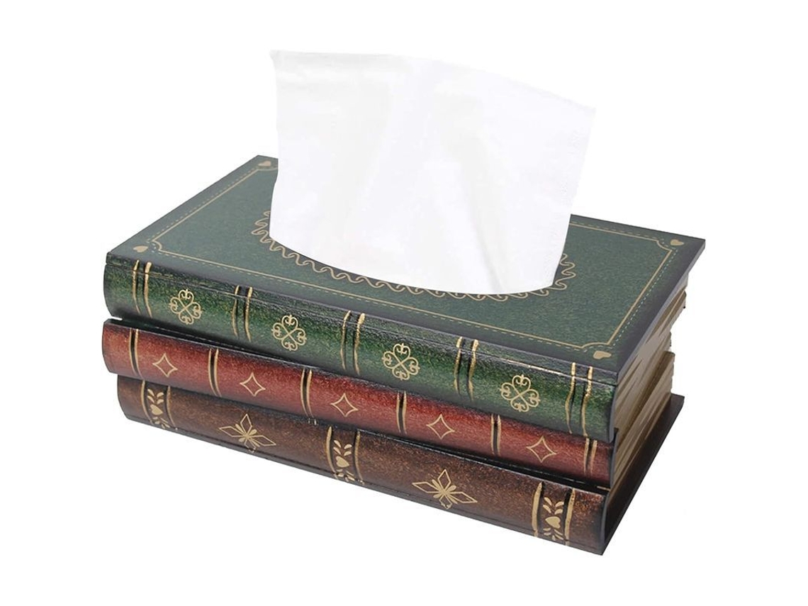 Caixa de papel higiênico de madeira em estilo retrô europeu, dispensador decorativo 25,5x14,5x10cm verde para sala de estar, sala de jantar e quarto.