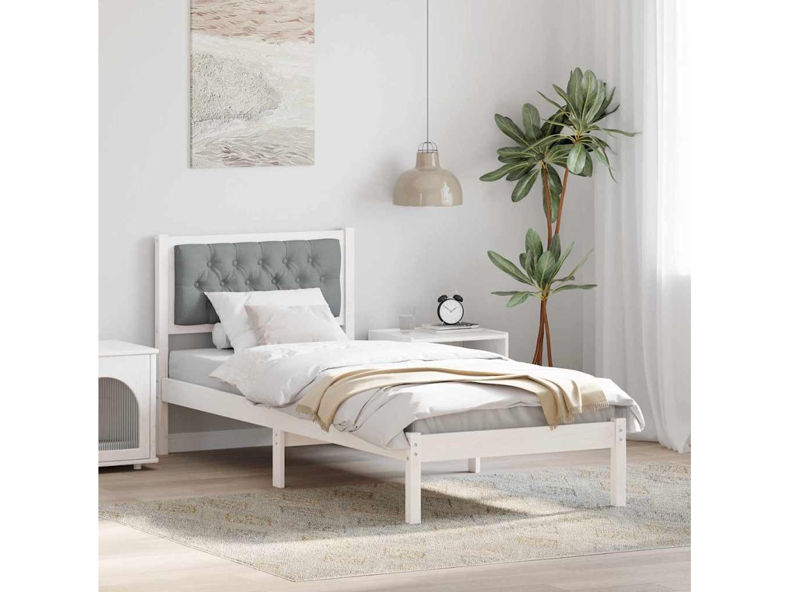 Vidaxl Estrutura Da Cama Com Cabeceira Cinzento-claro 90 X 200 Cm